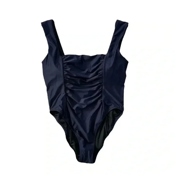 J. Crew Black Ruched Square-neck One Piece Swimsuit Size 22 NWT - Picture 2 of 6